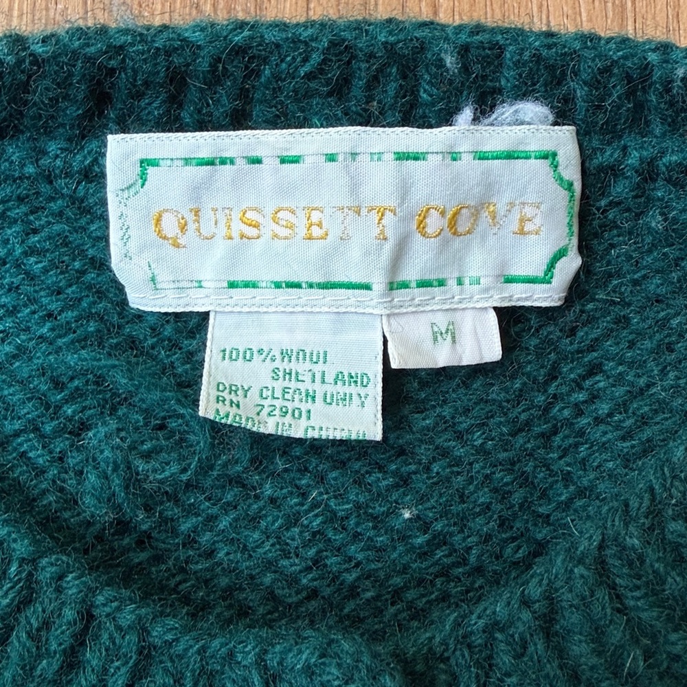 Vintage Quissett Cove Cardinal Birds 100% Shetland WOOL Cardigan Sweater - Picture 6 of 8
